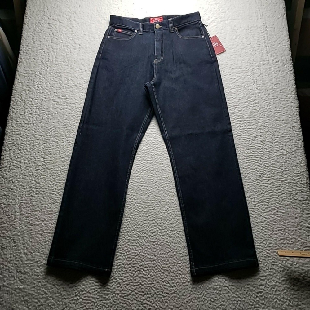 Lost Ignition Jeans Mens 32x32 Blue Relaxed Straight Denim Pants Dark Wash